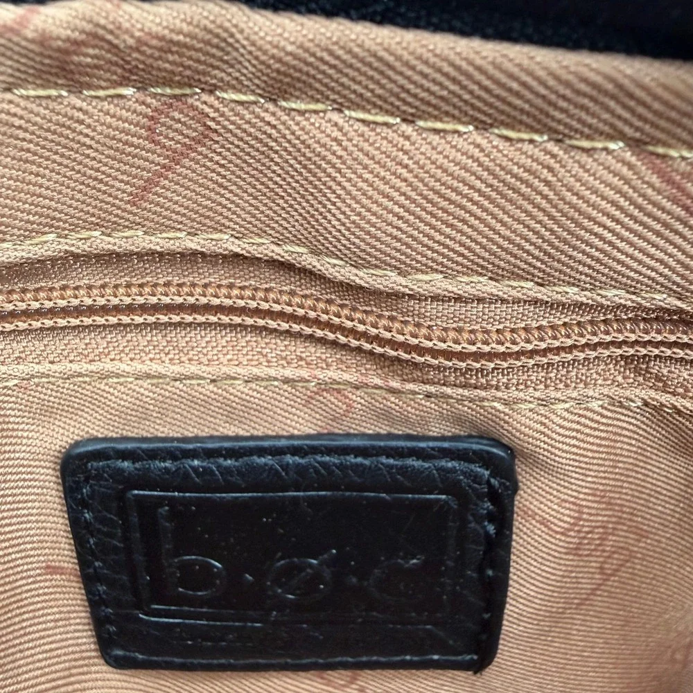 b.o.c. Born Concept Wristlet Clutch Denim Straw Black Faux Leather Wallet